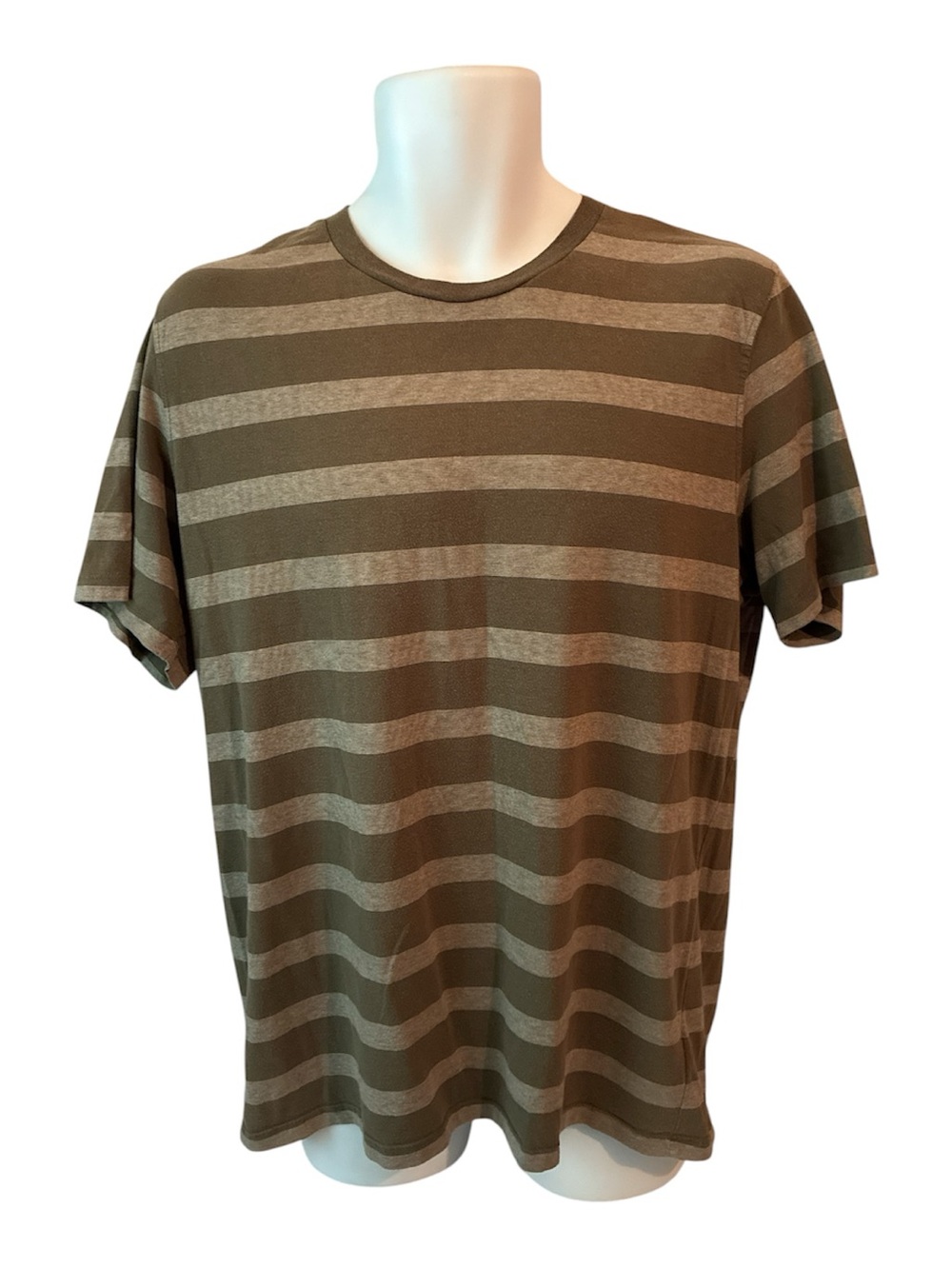 Old Navy Men Striped Short Sleeve Core Crew T Shirt Size Large Olive Stripe